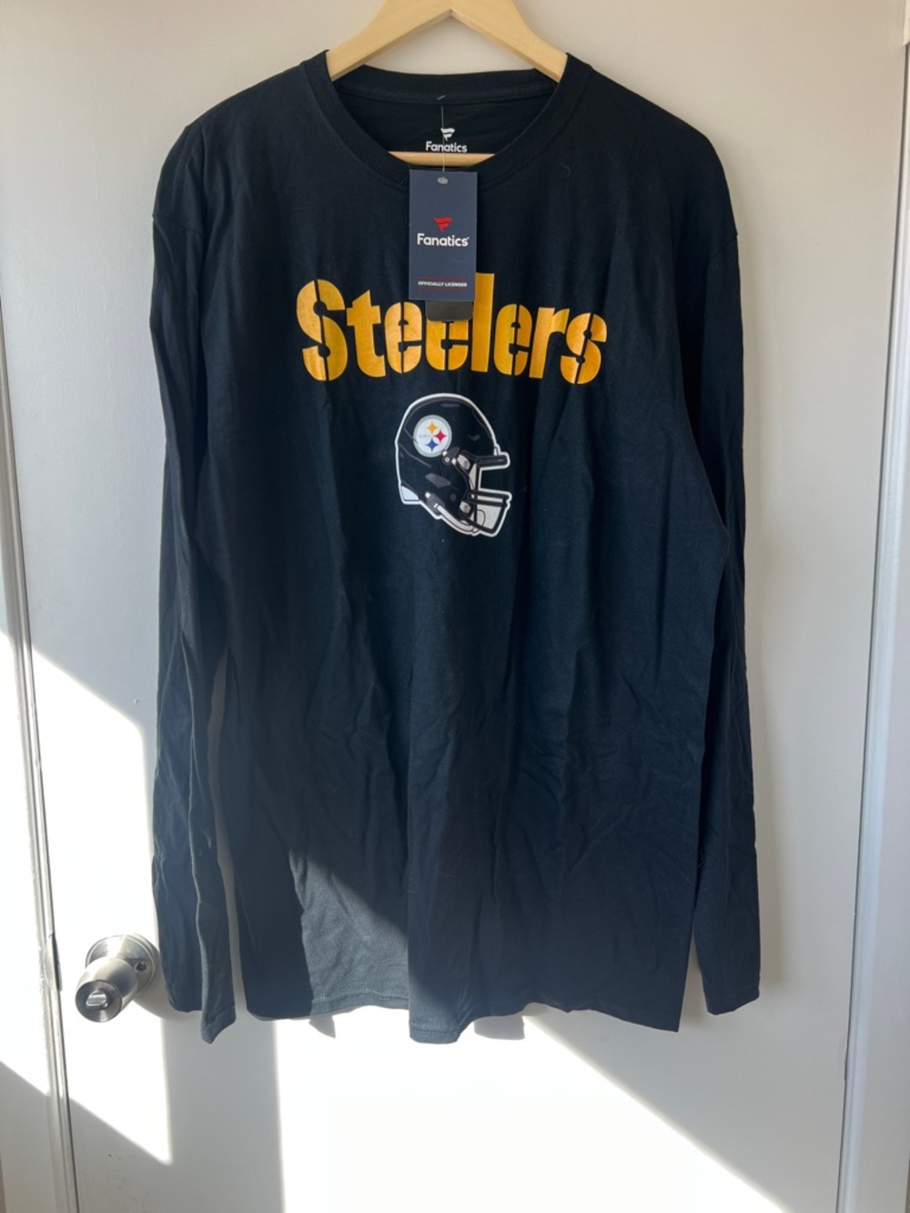 Fanatics Black Long Sleeve Steelers JJ Watt Tee with Yellow Logo